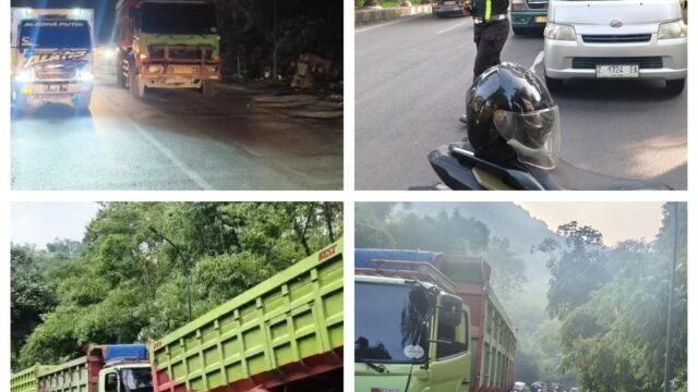 Truk Toronton Alami As Patah di Lebak Jero Kadungora, Polisi Berlakukan Sistem Buka Tutup Arus